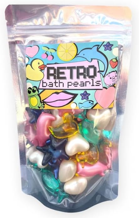 Retro Bath Beads Jumbo Pack of 30. Various Shapes and Scents. Animals, Hearts, Stars, Pearls. Bath Oil Beads Gift for Girlfriend Gift for Mom Gift for Women Birthday Gifts for Women. Bath Pearls.
