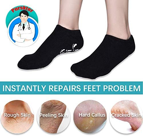 Gel Spa Moisturizing Gel Socks for Repairing and Softening Dry Cracked Feet Skins (Men Size(Black))