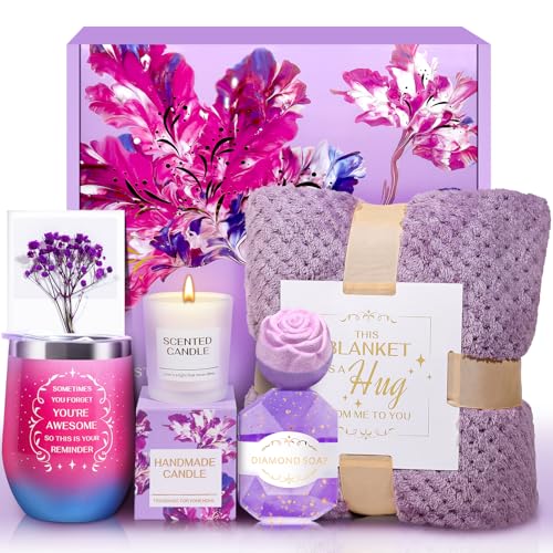 Get Well Soon Gift for Women with Luxury Flannel Blanket, Self Care Retirement Gifts Unique Relaxing Spa Gift Basket Set for grandma, Mom Women, Sister, Wife, Girlfriend, Her