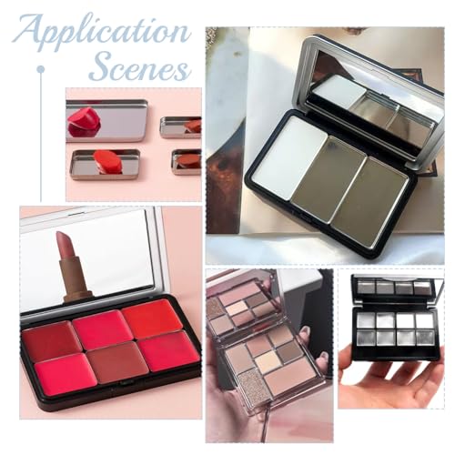 PH PandaHall 80pcs Empty Metal Pans 4 Size Aluminum Empty Eyeshadow Pans Rectangle Palette Pan DIY Blush Lipstick Palette for Makeup Cosmetic, 0.7~1x0.3~0.7 Inch, Non-Magnetic