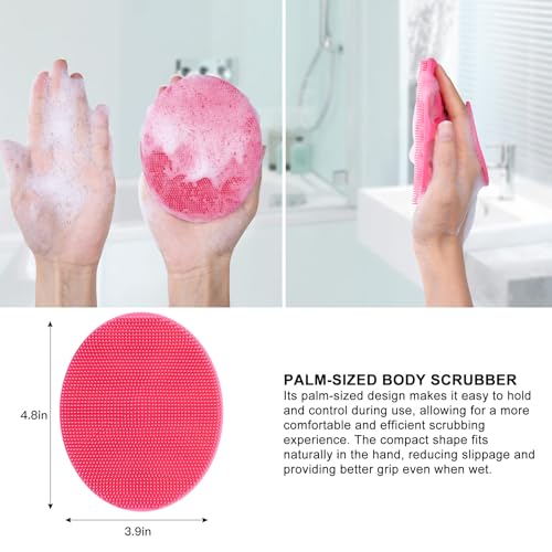 Food-Grade Soft Silicone Body Cleansing Brush Shower Scrubber, Gentle Exfoliating and Massage for All Kinds of Skin (Pack of 4)