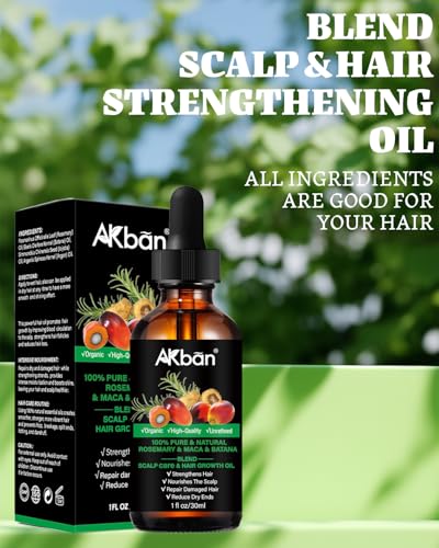 Batana Oil for Hair Growth, with Rosemary Oil Maca Argan Jojoba Oil, Promotes Hair Thickness, Nourish Scalp and Hair for All Hair Tapes | Glass Bottle with Dropper | 1fl oz + 1 fl oz