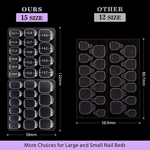 Nail Adhesive Tabs for Press On Nails - BTArtbox 20 Sheets 15 Sizes Ultra Thin & Waterproof Nail Stickers for Fake Nails, 600PCS Double Sided Jelly Nail Sticky Tabs for Manicure