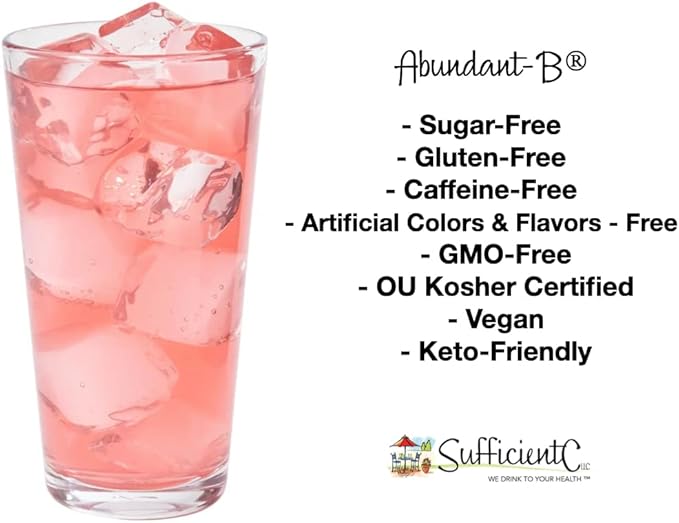 Sufficient-C Abundant-B High-Dose Methyl B-12 and Biotin Pink Lemonade Energy Drink Mix Solution - Flavor w/Function in Each Refreshing sip!