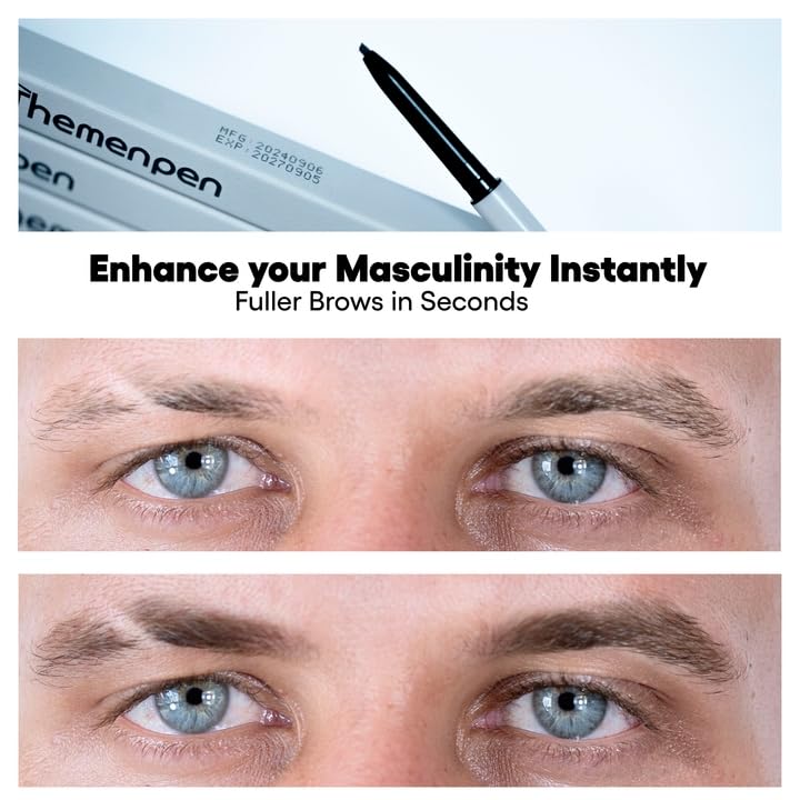 The Men Pen - Waterproof Eyebrow Pen | Beard Filler for Men | 1 Ounces | Microblading Eyebrow Pen | Hair Filler | Anti-Smudge | Mustache, Beard & Eyebrow Filler | Brown
