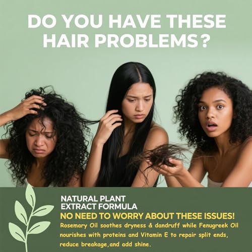 Minnah Hair Growth Oil for Black Women, Extra Strength Rosemary Fenugreek Herbal Hair Growth Oil, Natural Scalp Oils Serum with Castor Oils, Aceite de Romero para el Cabello for All Hair Types (1 PCS)