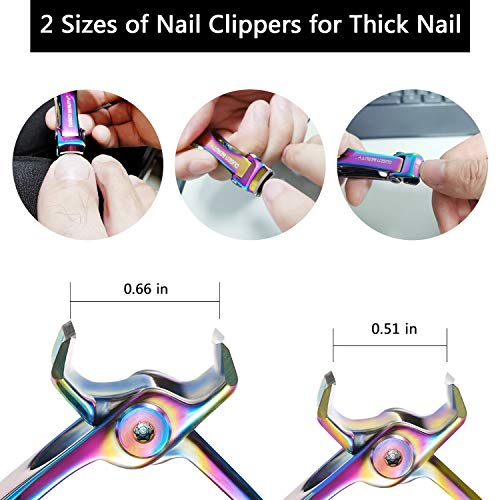 Nail Clippers for Thick Nails, Extra Wide Jaw Opening Nail Cutter for Hard Toenail, Stainless Steel Fingernail Big Toenail Trimmer with Nail File 3 Pcs Set for Large Toe Nail Seniors & Men & Women