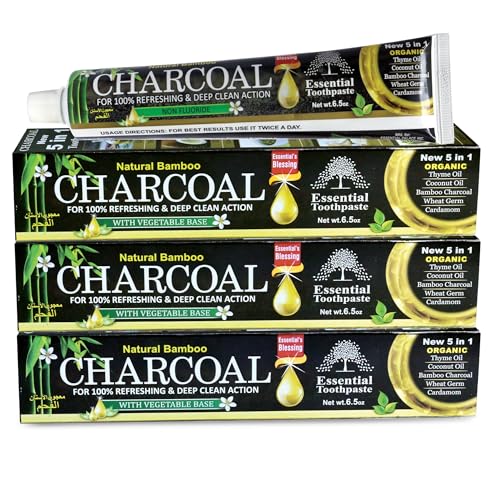 Organic Bamboo Charcoal Toothpaste 100% Natural Teeth Whitening 3 Pack Oral Care - 6.5 oz