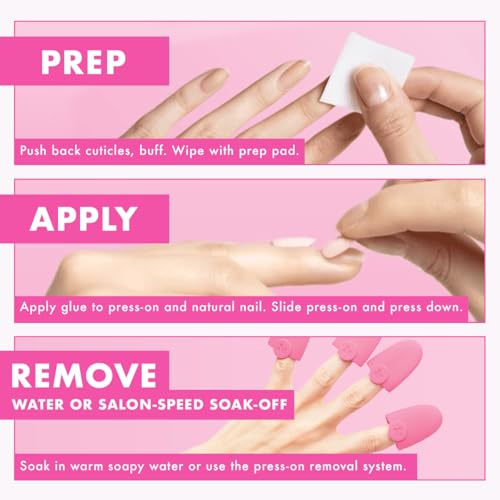 Olive & June Instant Mani Press-On Nails (Glue) Extra Short, Round 42 Fake Nails, 21 Sizes Non-Toxic, Long-Lasting Recycled Materials Realistic Look, Salon-Quality at Home Strawberry Scone