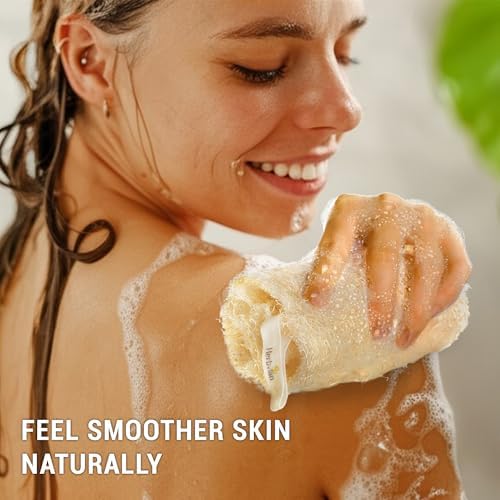 Natural Vietnamese Loofah Sponge, 100% Plant-Based Luffa Exfoliating Body Scrubber for Shower, Multi-Functional for Kitchen, Ideal for Men & Women, Spa & for Pet (6pcs/Pack)