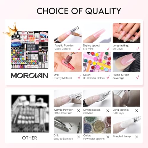 Morovan Acrylic Nail Kit with Everything: Beginners Professional Nail Kit Set for Starter Acrylic Nail with Drill Nail Christmas