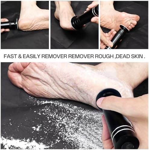 FSA&HSA Eligible Electric Foot Callus Remover with 60pcs Sandpaper Discs, Professional 1200RPM Aluminum Callus Remover for Feet, Stepless Speed Control Foot File for Dead Skin (Black)