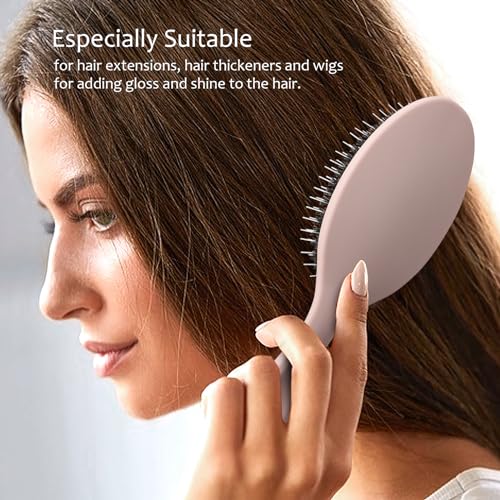 Glidease Matte Boar Bristle Hair Brush with Nylon Refined Smooth Bristle for Women, Men, and Kids - Effortless Detangler Hair Brush Ideal for Thick, Thin, Fine All Hair (Pink)