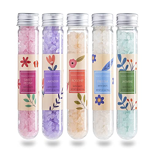 B.C. Beauty Concepts Aromatherapy Bath Salts- Epsom Salts for Soaking, Relaxing Bath Spa Set, Scented in Vanilla Almond, Shea Butter, Sweet Mint, Honey Rose, and Lavender, Floral