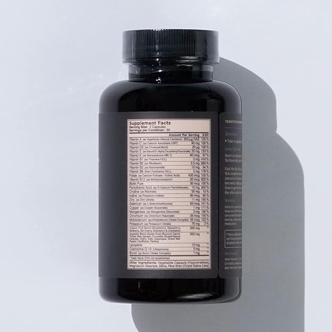 To The Woods Fortitude Complete Multivitamin Support for Men - 20 Organic Raw Fruits & Vegetables, 24 Essential Vitamins & Minerals - Immune Health, Energy Booster (1 Bottle, 30 Capsules)