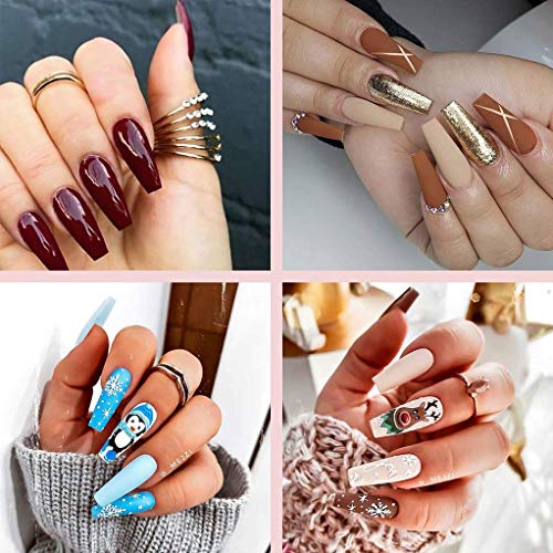 French Acrylic False Nail Tips, 1000PCS Fake Nail Shape Artificial False Nails Tips 10 Sizes with Case for Nail Art Salons (Clear+Natural)