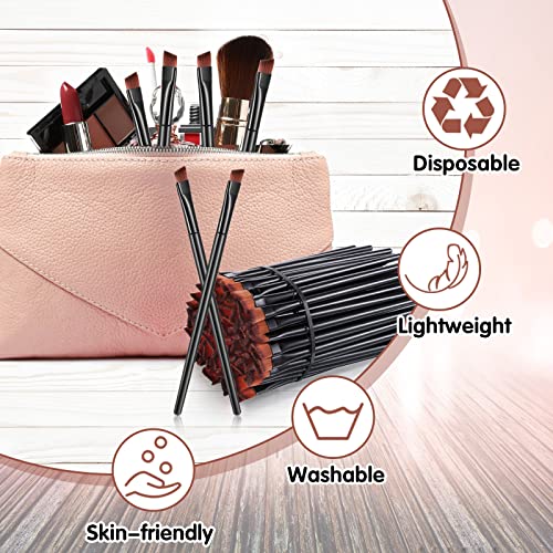 meekoo 150 Pcs Eyebrow Tint Disposable Angled Eyebrow Brushes Eyeliner Makeup Soft Cosmetic Blending Slanted Disposable Concealer Eyeshadow Brushes for Women Girl, Black
