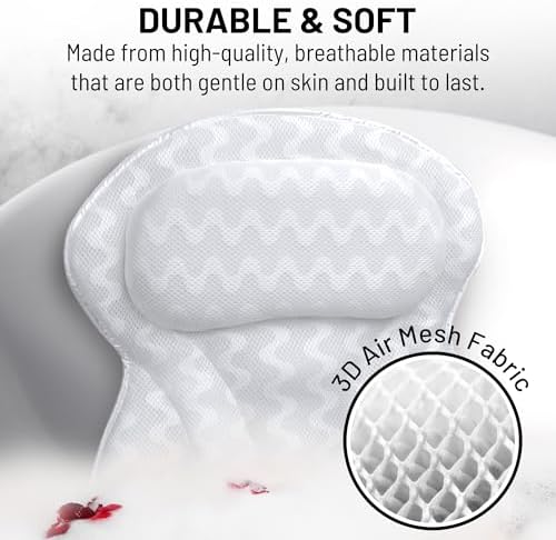 Sierra Concepts Bath Pillow Spa Bathtub Ergonomic for Tub, Neck, Head, Shoulder Pillows Support Cushion Headrest - Luxury Soft 3D Mesh + Strong Grip Suction Cups Soaking Large, Paradise