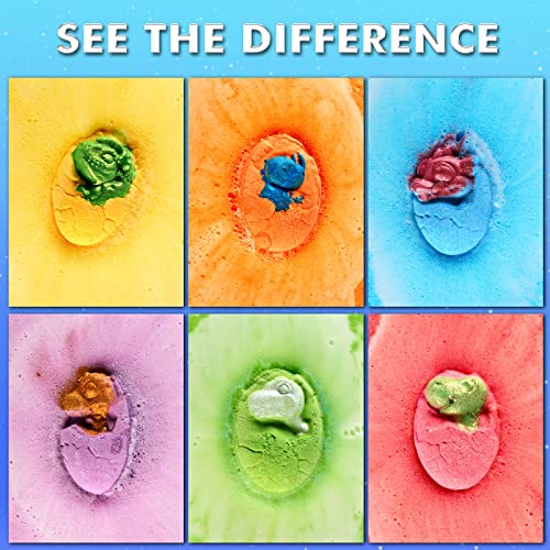 Bath Bombs for Kids - XL Dino Eggs Bath Bomb with Surprise Toys Inside, Kids Bath Bomb Gift Set, Natural Bubble Bath, Dinosaur Bathbombs Birthday Gift for Boys Girls