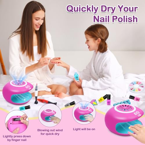 Kids Nail Polish Set for Girls - Girls Toys 8-10 - Nail Art Kit for Kids Ages 7-12, Non toxic Nail Polish Kids Nail Kit Girl Stuff for Spa Manicures, Idea Birthday Gift for Girls 8 9 10 12