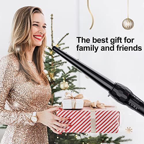 LURA Ceramic Tourmaline Coating Curling Wand, 1/2-1 Inch Barrel Hair Curler with 2 Heat Setting (320/410℉), Suitable for All Hair Types