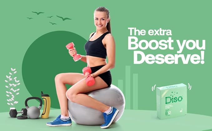 DISO - Vitamin B12 - Dissolvable Oral Strips, for Tiredness and Fatigue, Orange Mint Flavor, Vegan, Sugar Free, Maximum Absorption, Gluten Free, Individually Wrapped, 30 Count