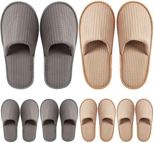 6 Pairs Disposable Slippers for Guest, Non Slip Spa Slides Washable Reusable House Shoes Hotel Indoor Slippers for Women Men, Home,Travel