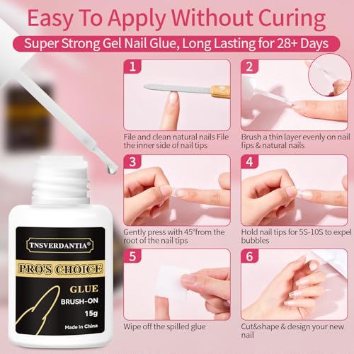 Gel Nail Glue and Nail Glue Remover Kit，Strong Nail Glue Quickly Nail Glue Remover for Press on Acrylic Nails Tips，Nail Glue Gel for Fake Nail Kit