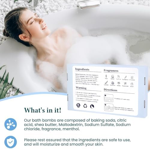 Bath Bombs Set 50 PCS with 10 Rich Scents, Bath Bombs for Women, Natural Bubble Bombs with Shea Butter & Safe Oil, Ideal for Christmas, Birthday, Valentine's Day Mother's Day Present