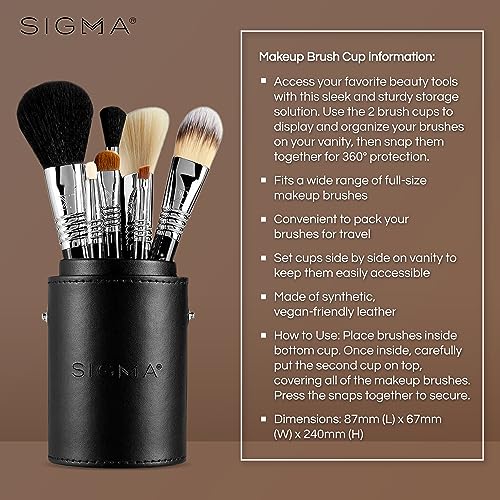 Sigma Beauty Makeup Brush Set – 7-Piece Travel Makeup Brushes for Flawless Application of Foundation Makeup, Blending, Contour, Eyeshadow & Brow Makeup – Compact & Stylish Carrying Case (8 pcs)