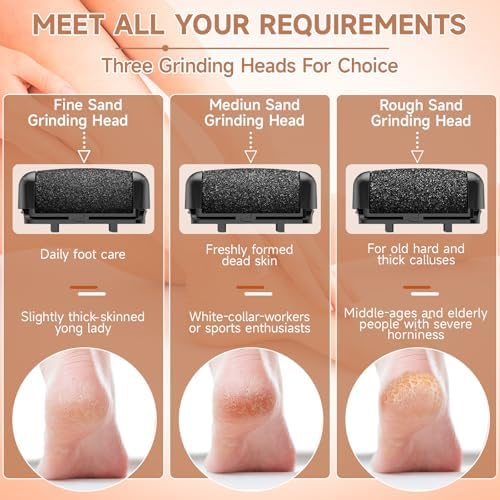 AdamPark Electric Callus Remover for Feet,Rechargeable & Waterproof Pedi File, 2-in-1 Wet/Dry Foot Scrubber for Hard Cracked Dead Skin, Portable Pedicure Tool with Professional Grinding Heads