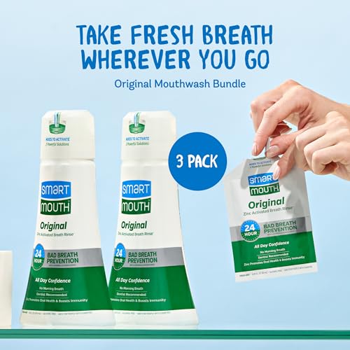 SmartMouth Original Activated 2-Pack Mouthwash & Single Packs, Travel Mouthwash, Fresh Mint