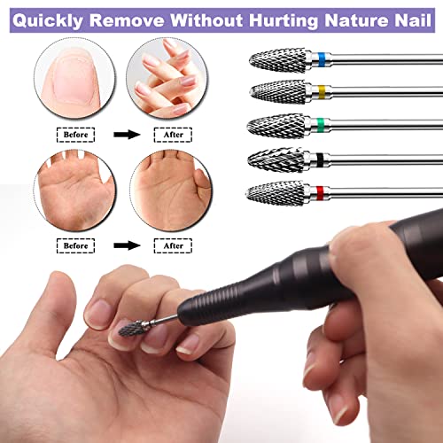 Fantexy Nail Drill Bits Set for Acrylic Nails,3/32 Inch Professional Tungsten Nail File Bits Nail Art Tools,Manicure Pedicure Shapen Remove Tools, Home Salon Use(5Pieces