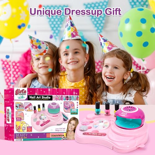 Kids Nail Polish Set for Girls - Girls Toys 8-10 - Nail Art Kit for Kids Ages 7-12, Non toxic Nail Polish Kids Nail Kit Girl Stuff for Spa Manicures, Idea Birthday Gift for Girls 8 9 10 12