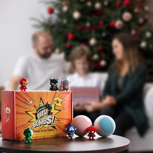 COSMETICS STORIES-Superhero Bath Bombs for Kids with Surprise Inside - Organic, Gentle, and Mess-Free Bath Time Fun for Kids - Vibrant Colors and Amazing Scents - Amazing Gift for Superhero Fans