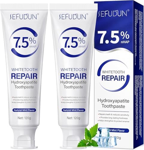 7.5% Hydroxyapatite Toothpaste, (2pcs) Nano Hydroxyapatite Toothpaste 7.5 for Enamel Protection and Tooth Strengthening, Fresh Mint Flavor, Daily Use for Oral Care