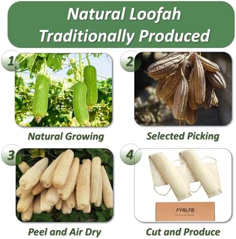 Natural Loofah Exfoliating Body Scrubber for Men and Women, Loofah with Handle, Exfoliating Back Scrubber for Shower Set, Luffa Sponge to Clean & Relax Your Body Deeply (2 Pack)