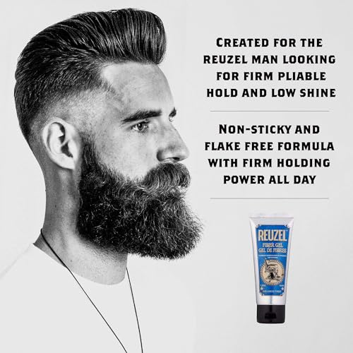 Reuzel Fiber Gel For Men - Alcohol Free Formula - Subtle, Sugary Rum Fragrance - Non Sticky And Flake Free - Adds Fullness And Structure To The Hair - Firm Holding Power - Easy To Wash Away