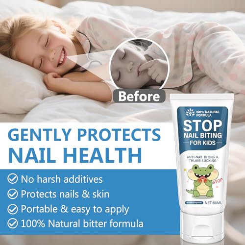 Nail Biting Prevention-Nail Biting Treatment for Kids-Anti-Nail Biting Thumb Cream for Kids-100% Natural Bitter Formula-No Additives-Protects Nails Healthy Nail Growth-Safe for Children, 60ml