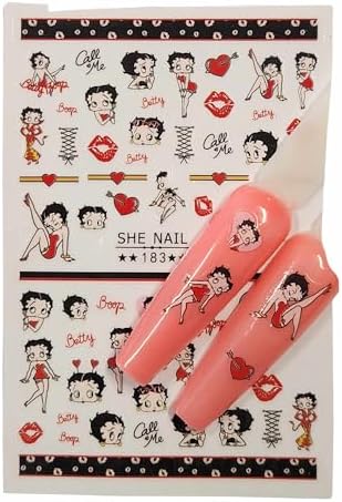 Extravaganza Nails Cartoon Nail Art Stickers, Heart and Kiss Design Decals for Fingers and Toes Style 183