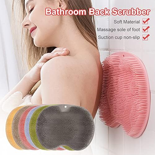 Shower Foot and Back Scrubber Massage Pad, Wall-Mounted Back Scrubber with Non-Slip Suction Cups, Bathroom Shower Foot Scrubber Mat Exfoliating Bath for Women and Men (Blue)