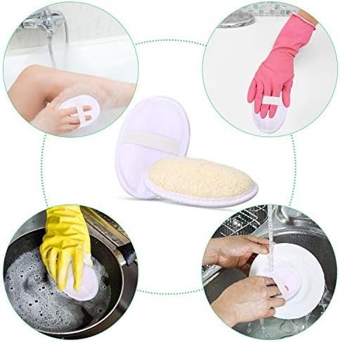 Boao 24 Pcs Loofah Pack Loofah Pads Bulk for Facial Exfoliating Body Bath Shower Mini Sponge Pads Natural Scrubber Brush for Men Women Spa and Travel