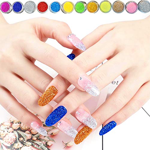 Nail Kit Set Professional Acrylic with Everything, 12 Glitter Acrylic Powder, Tips, Decoration, DIY Nail Art Tools & Supplies for Beginners