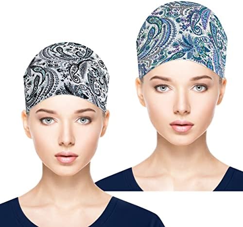 Fesciory Adjustable Working Caps with Button & Sweatband, Women Ponytail Pouch Hats, Long Hair