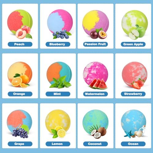 Girls Bath Bombs with Toys Inside for Kids, 12 Pcs Natural Mermaid Princess Bubble Bath Bomb with Jewelry Surprise Inside, Christmas Easter Basket Stuffer Valentines Day Birthday Gift Set