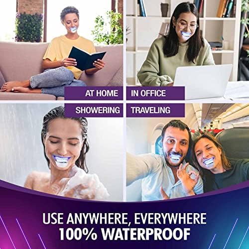 Revolutionary Teeth Whitening Kit for Sensitive Teeth, Instant Results to Help Remove Stubborn Stains, Hands-Free Waterproof Teeth Whitening Light & 4 Whitening Pens, Vegan
