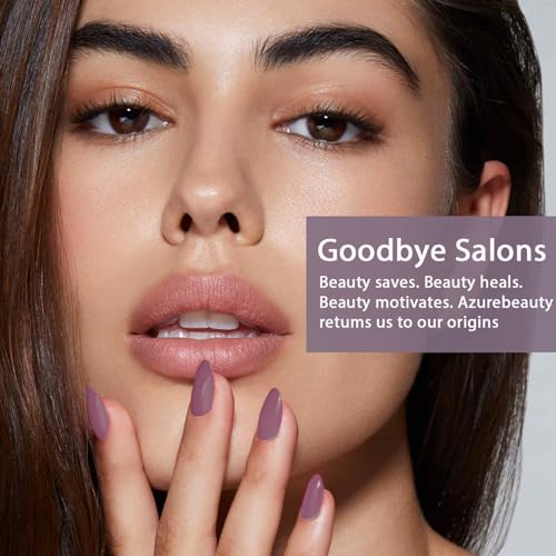 AZUREBEAUTY Dip Powder Nail Kit Starter 4 Colors Winter Blue Grey Purple Brown Dipping Powder System Liquid Set with Base & Top Coat Activator for Christmas French Nail Art Manicure Salon DIY at Home