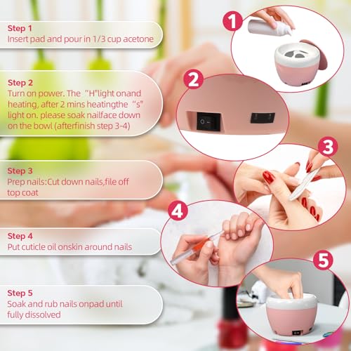 Electric Nail Soaking Bowl Acetone Proof, 50% Faster Soak off Bowl | Acrylic Nail Removal Kit | Power Dip Remove kit | Acetone Soak-Off Bowl Heated Gel Nail Polish Remover Bowl for Nails Salon Home