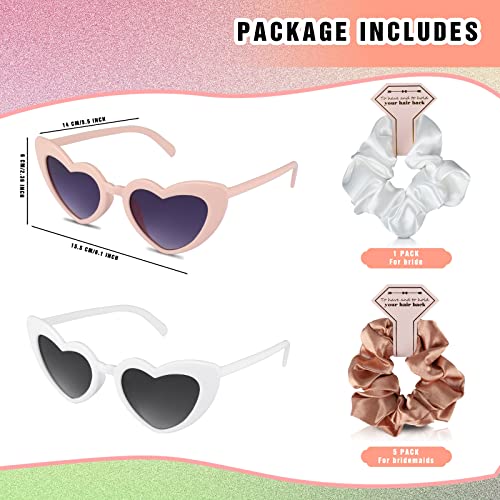 Satin Bridesmaid Scrunchies Bachelorette Hair Ties Set of 12 sunglasses Bridal Shower No Damage Hairties ideas Gift for Wedding Party Favors Bridesmaid Proposal Gifts (White&Sage Green)