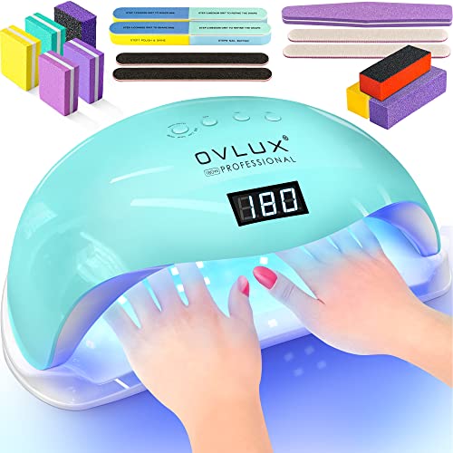 Tiffany UV LED Nail Lamp - 180W Professional Gel Polish Light with 57 Bulbs, 16 Files & Buffers